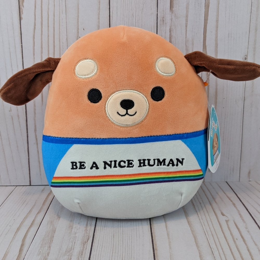 Kellytoy Squishmallows Sam the Puppy Dog Be a Good Human Shirt New